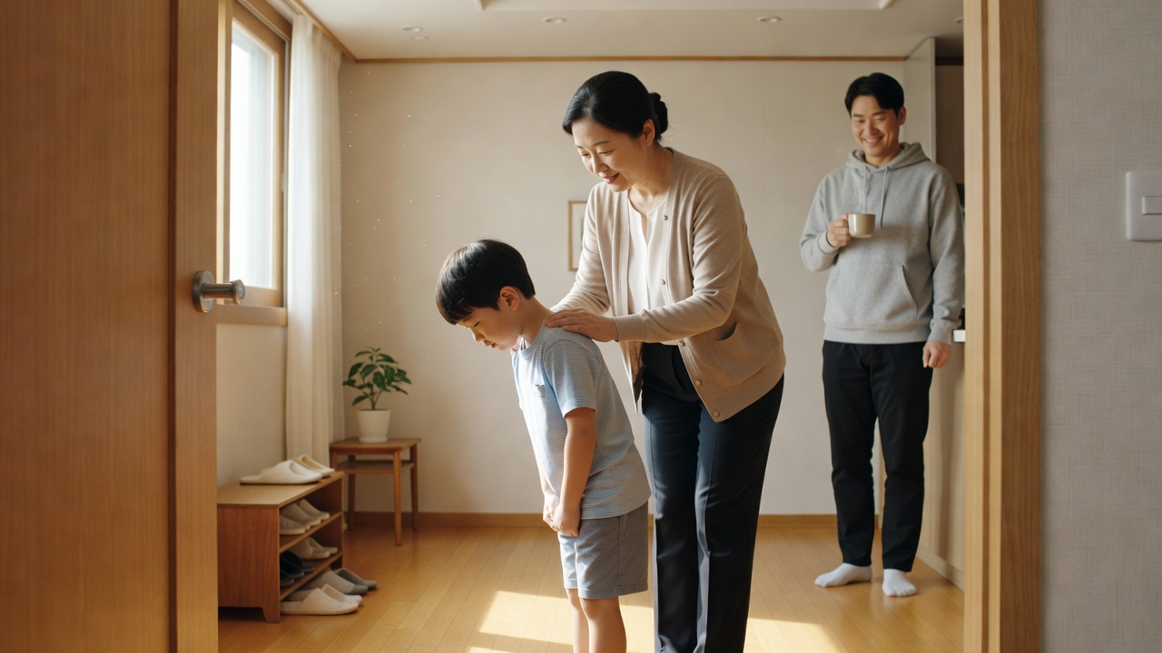기본 예절을 일상에서 배우는 가족 모습