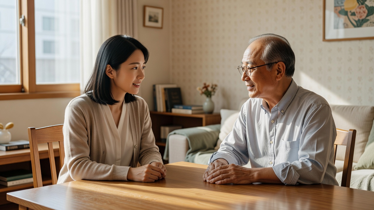 예의 바른 말투로 대화하는 여성의 모습