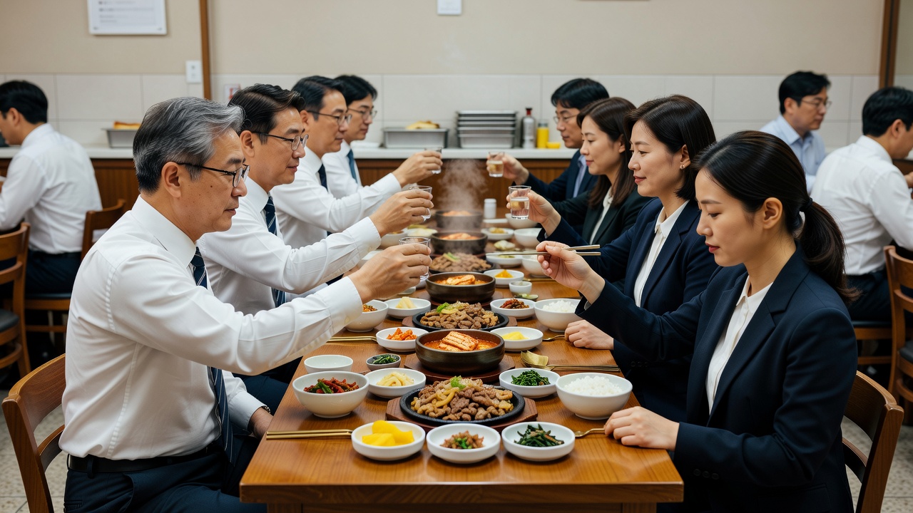 회식 자리 상황별 예절을 실천하는 모습