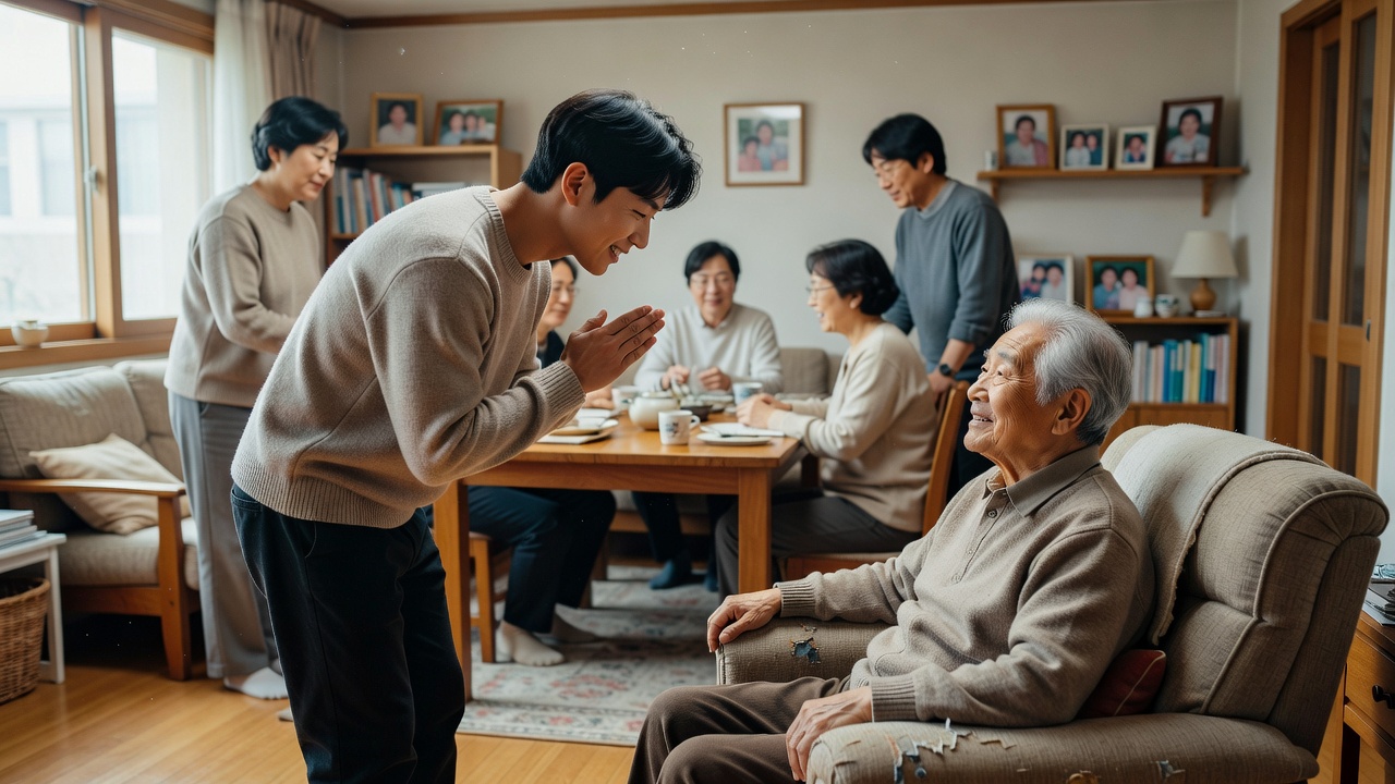 어르신 앞에서 지켜야 할 기본 예절을 정리한 목차 장면