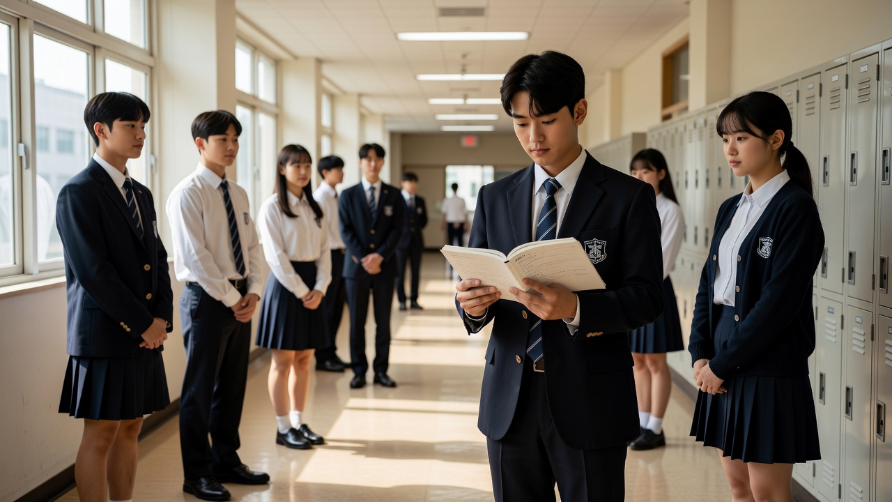 학교에서 지켜야 할 기본 예절 규칙을 한눈에 보여주는 목차 이미지